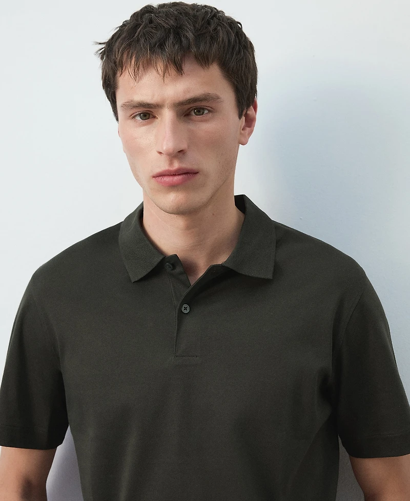 Mango Men's Cotton Fine-Knit Polo Shirt