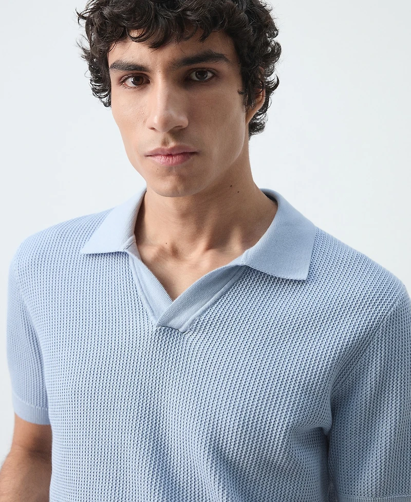 Mango Men's Cotton Knitted Structure Polo Shirt