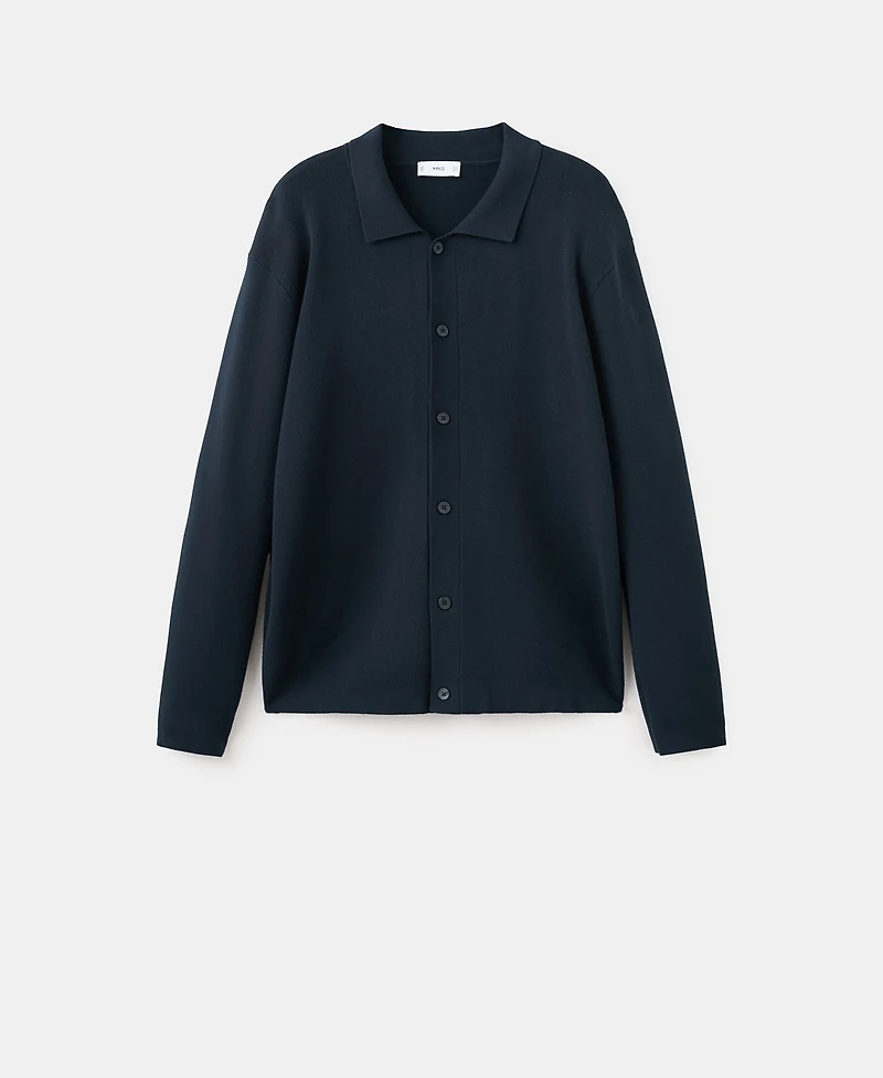 Mango Men's Fine Knit Comfort Stretch Cardigan Sweater