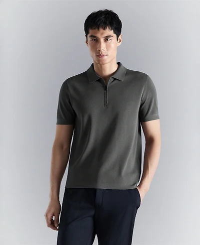 Mango Men's Comfort Stretch Zip Polo Shirt