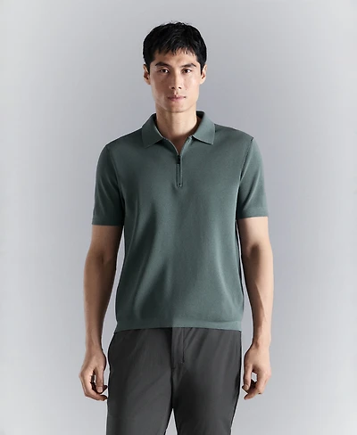 Mango Men's Comfort Stretch Zip Polo Shirt
