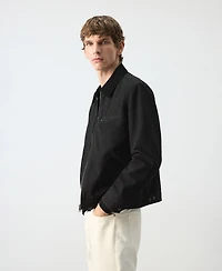 Mango Men's Corduroy Collar Denim Jacket