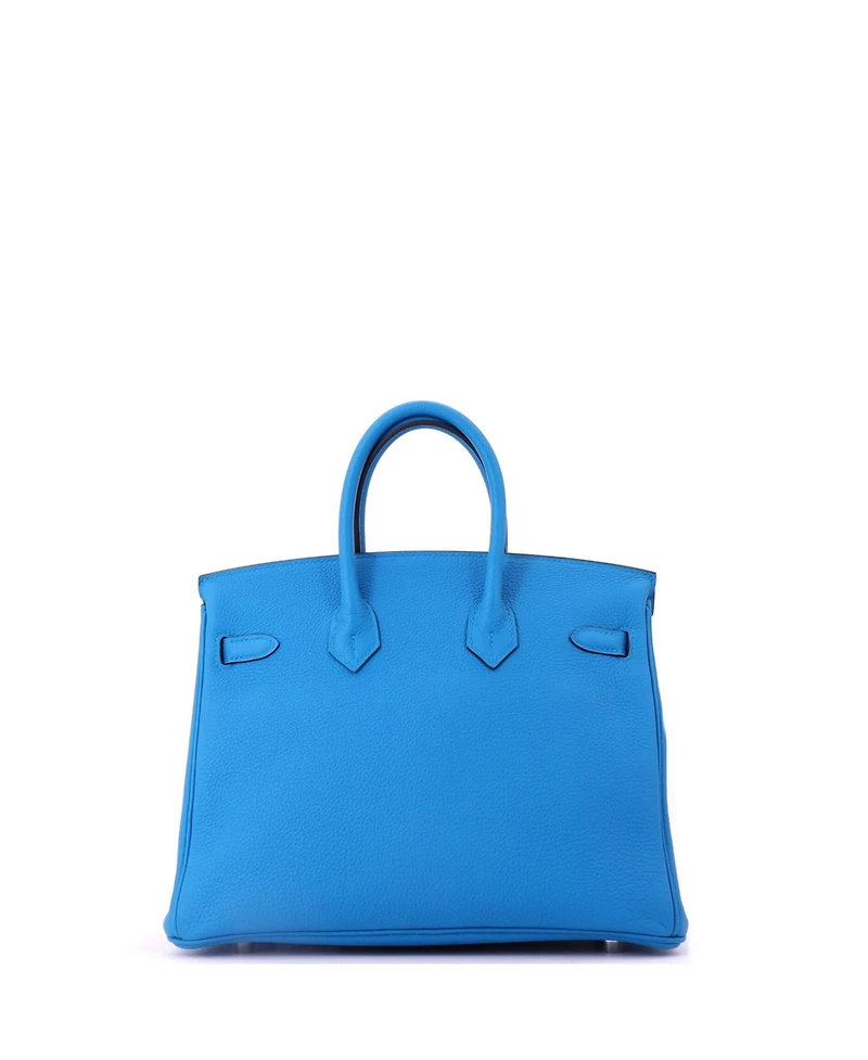 Pre-Owned HERMES Birkin 25 Handbag Blue Togo with Palladium Hardware