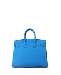Pre-Owned HERMES Birkin 25 Handbag Blue Togo with Palladium Hardware