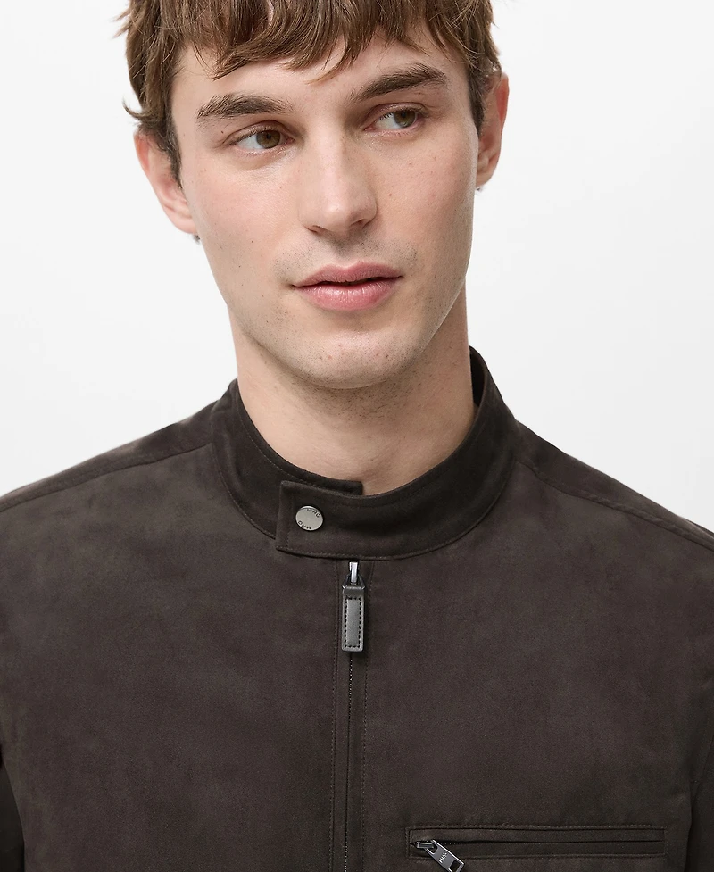 Mango Men's Suede-Effect Biker Jacket