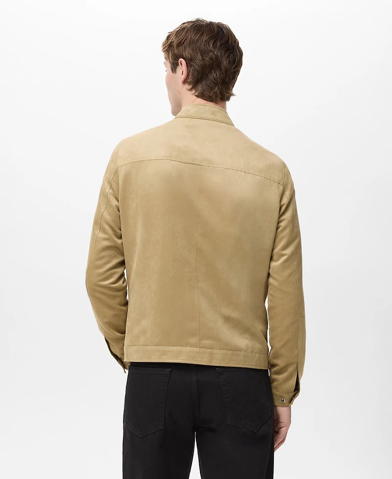 Mango Men's Suede-Effect Biker Jacket
