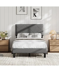 gaomon Noise-Free Upholstered Bed Frame – Twin Size Platform with Diamond-Stitched Headboard, Sturdy Wooden Slats, Easy Assembly, Durable Mdf