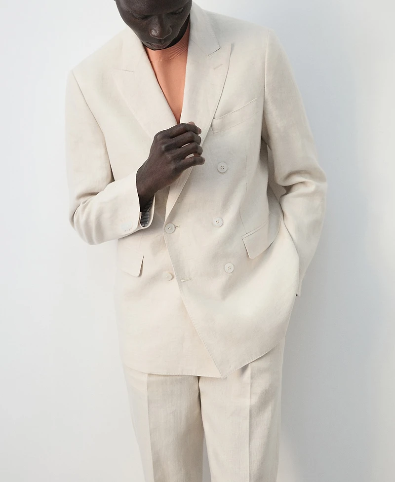 Mango Men's Amalfi Linen Slim-Fit Double-Breasted Suit Blazer