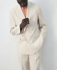 Mango Men's Amalfi Linen Slim-Fit Double-Breasted Suit Blazer