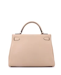 Pre-Owned HERMES Kelly Handbag Light Togo with Palladium Hardware