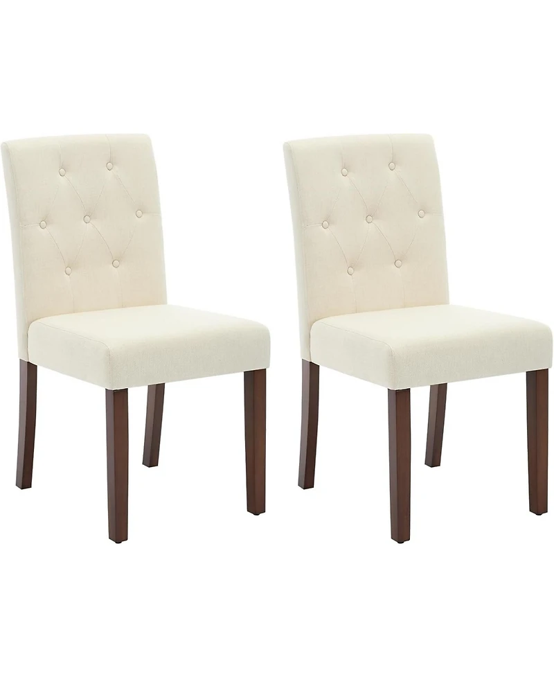 gaomon Parsons Button Tufted Dining Chairs Set of 2, Upholstered Fabric Chairs with Wood Legs