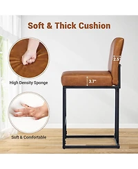 gaomon 24" Counter Height Bar Stool with Back, Pu Leather Upholstered Metal Frame