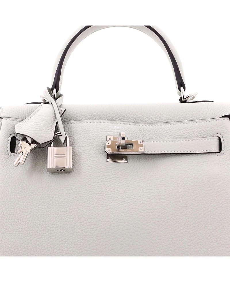 Pre-Owned HERMES Kelly 25 Handbag Grey Togo with Palladium Hardware