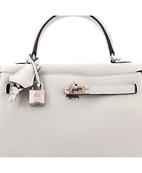 Pre-Owned HERMES Kelly 25 Handbag Grey Togo with Palladium Hardware