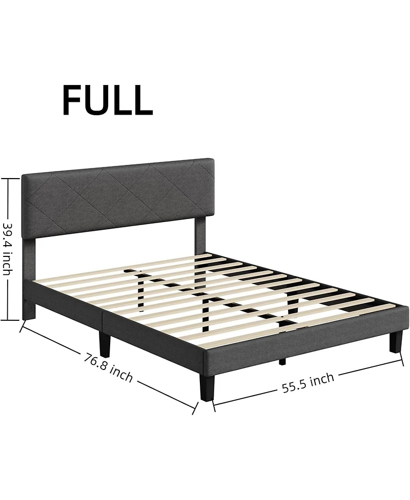 gaomon Noise-Free Upholstered Bed Frame – Full Size Platform with Diamond-Stitched Padded Headboard, Wooden Slats Support, Durable Mdf, Easy As