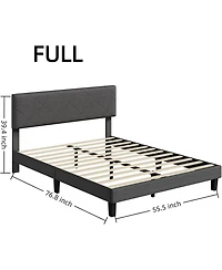 gaomon Noise-Free Upholstered Bed Frame – Full Size Platform with Diamond-Stitched Padded Headboard, Wooden Slats Support, Durable Mdf, Easy As