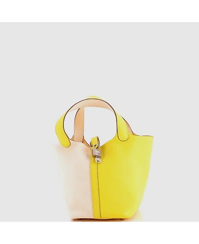 Pre-Owned HERMES Pm Picotin Lock Bag Bicolor Clemence