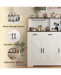 gaomon Sideboard Buffet Cabinet Open Rack Door and Drawer Microwave Stand for Kitchen