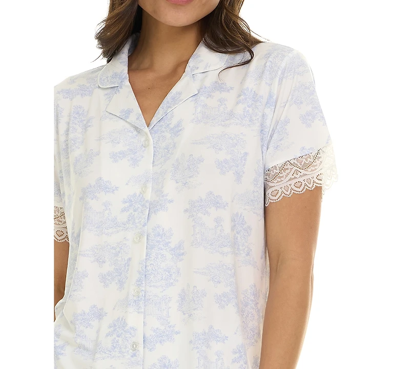 Flora by Nikrooz Women's Janelle Notch Top and Capri Pajama Set