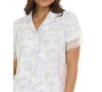 Flora by Nikrooz Women's Janelle Notch Top and Capri Pajama Set