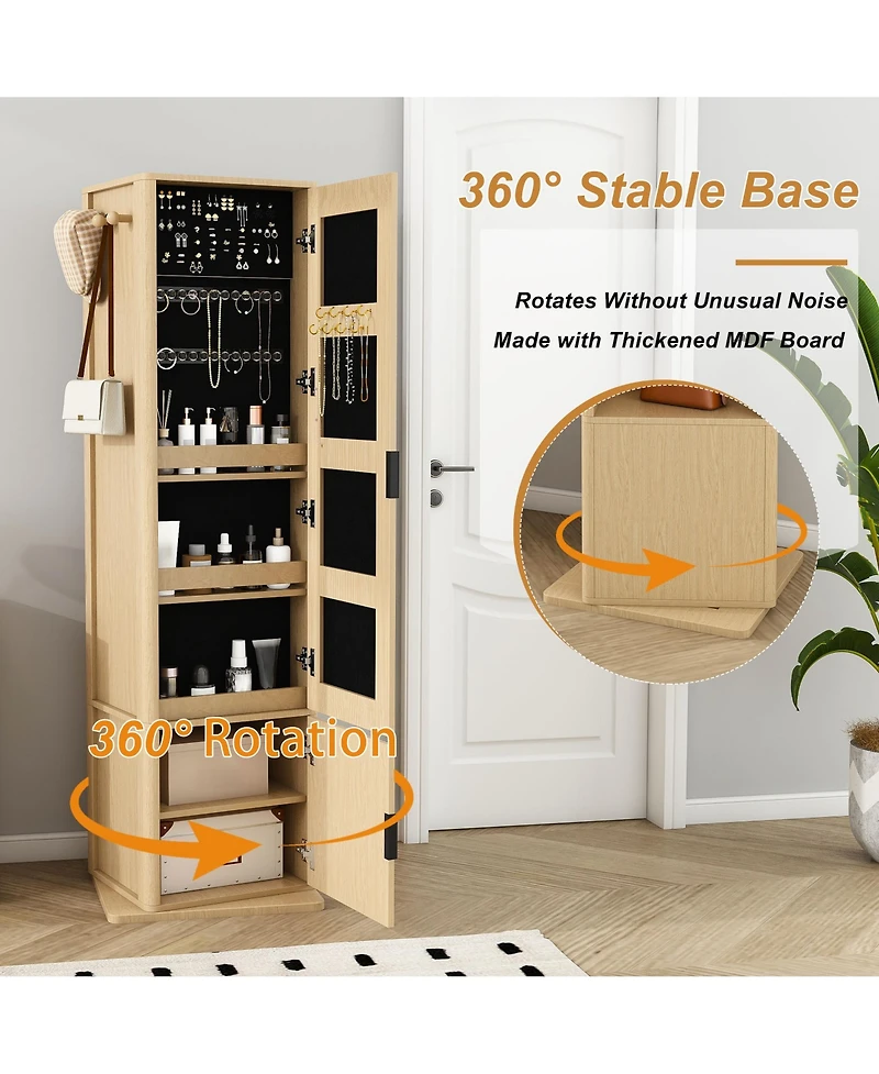 Rainsken 360° Rotating Makeup & Jewelry Storage Cabinet