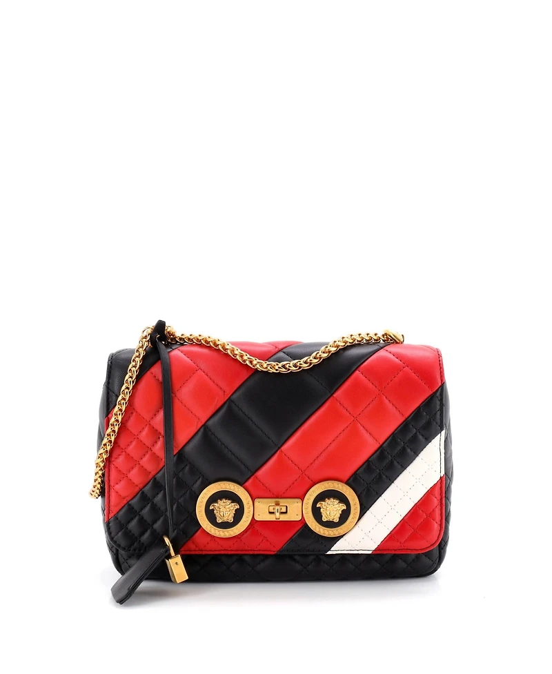 Pre-Owned Versace Medium Medusa Padlock Icon Flap Bag Quilted Leather