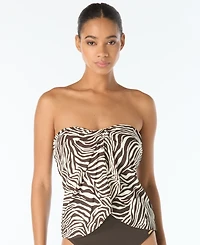 Vince Camuto Women's Draped Bandeau Neck Tankini Top