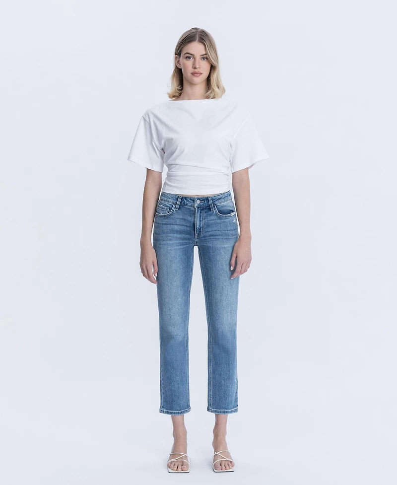 Vervet Women's Mid Rise Ankle Slim Straight Jeans