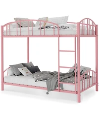 gaomon Metal Bunk Bed Twin Over Twin, Heavy Duty Bunkbeds Frame with Arched Guardrail and Safety Ladder