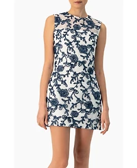 Ivonne Women's Sleeveless Embroidered A-Line Dress