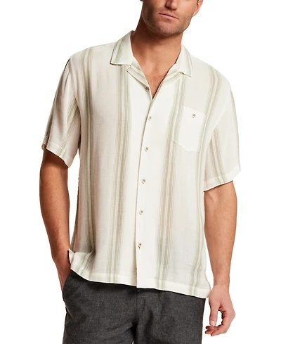 Weatherproof Vintage Men's Short-Sleeve Cotton Airtex Vertical Stripe Shirt