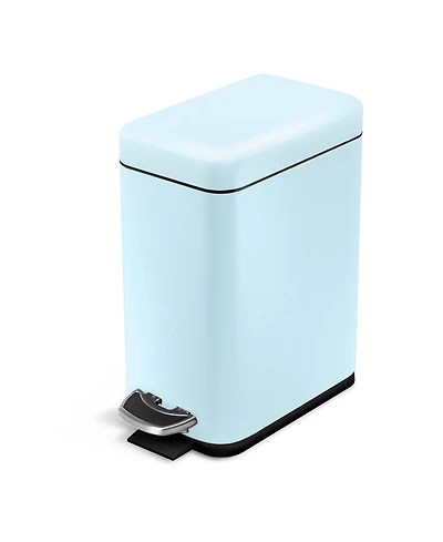 Home Zone Living 1.3 Gallon Slim Stainless Steel Trash Can with Step On Pedal and Soft Close Lid