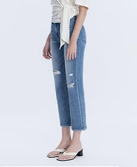 Vervet Women's High Rise Distressed Ankle Straight Jeans