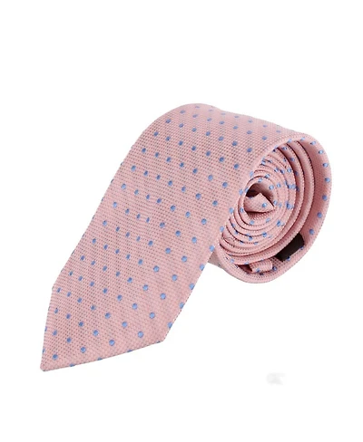 Trafalgar Men's Ignacio Linen Blend Polka Dot Vertical Slant Lined Business Necktie