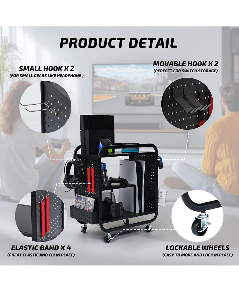 Mythinglogic Gaming Station Organizer, Metal Game Controller Holder, Video Game Console Storage Rack, Game Organizer Storage