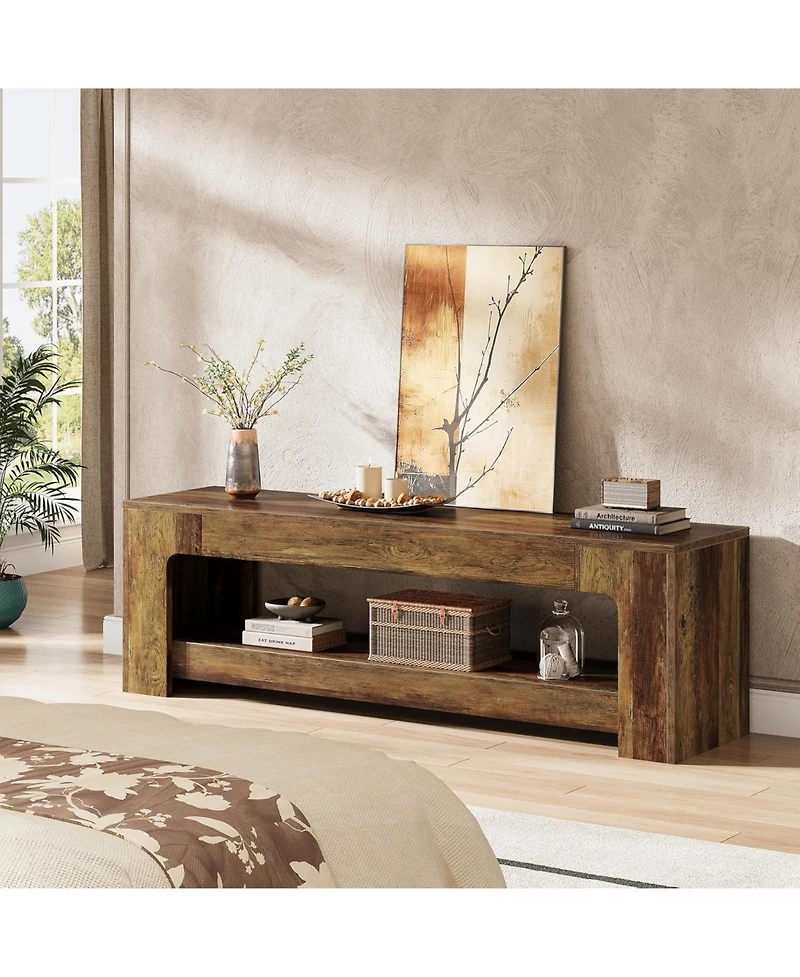 Tribesigns Tv Stand for Living Room for 55/60/65/75-Inch Tvs, Farmhouse Rustic TV Console, 63" Entertainment Center Television Stand for Bedroom