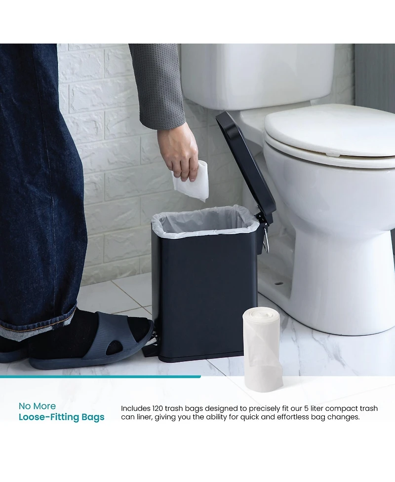 Home Zone Living Code 5S Small Trash Bags Custom Fit for 1.3 Gallon Wastebaskets, 120-Count