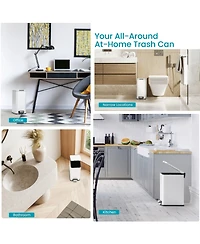 Home Zone Living 4 Gallon Slim Stainless Steel Kitchen Trash Can with Step Pedal and Soft Close Lid.