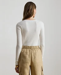 Lauren Ralph Women's Mini-Cable Crewneck Sweater