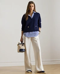 Lauren Ralph Women's Twill Wide-Leg Pants