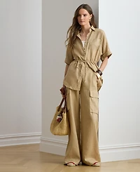 Lauren Ralph Women's High Rise Wide Leg Cargo Pants