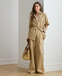 Lauren Ralph Lauren Womens High Rise Wide Leg Cargo Pants