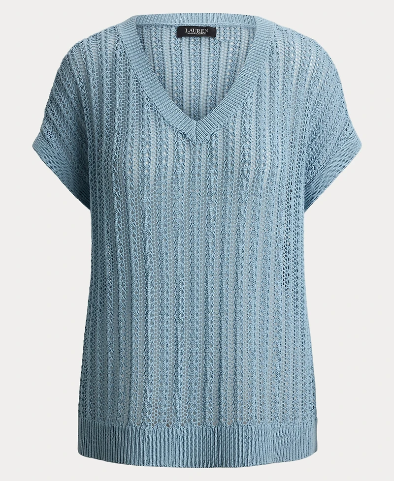 Lauren Ralph Lauren Women's Short-Sleeve V-Neck Ribbed Sweater