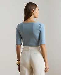 Lauren Ralph Stretch Cotton Boatneck T-Shirt