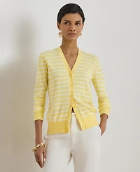 Lauren Ralph Women's Striped V-Neck Cardigan