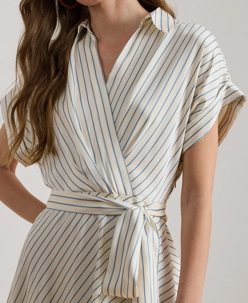 Lauren Ralph Women's Striped Belted Twill Dress