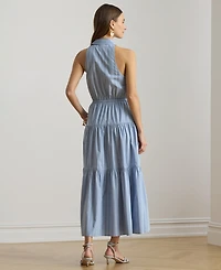 Lauren Ralph Women's Striped Spread Collar Shirt Dress