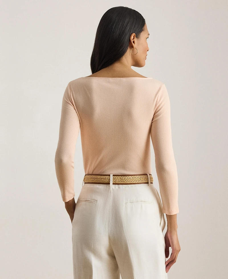 Lauren Ralph Women's Slim Fit Boat Neck Top