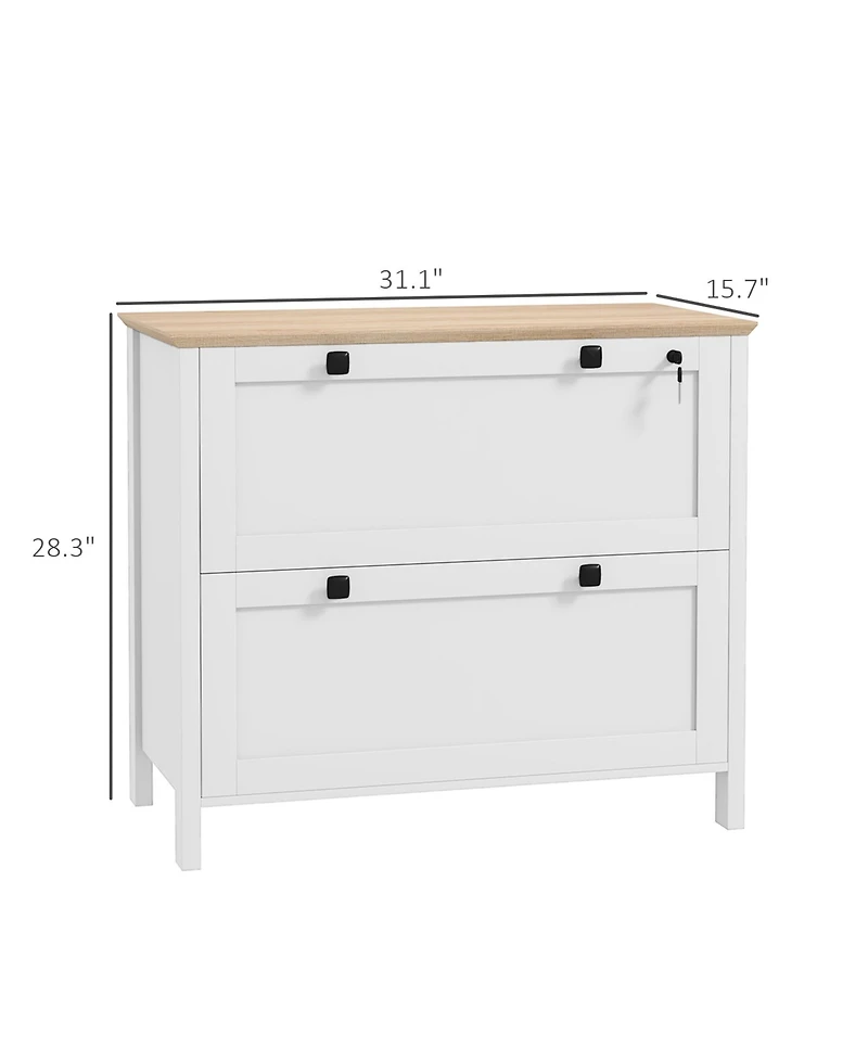 Rainsken File Cabinet, Lateral Locking Filing Cabinet with 2-Drawer and Adjustable Hanging Bar for Letter/A4/Legal, Home Office Storage Cabinet