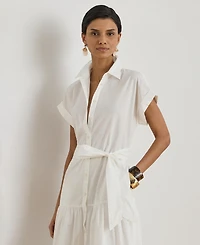 Lauren Ralph Women's Short-Sleeve Tiered Shirt Dress
